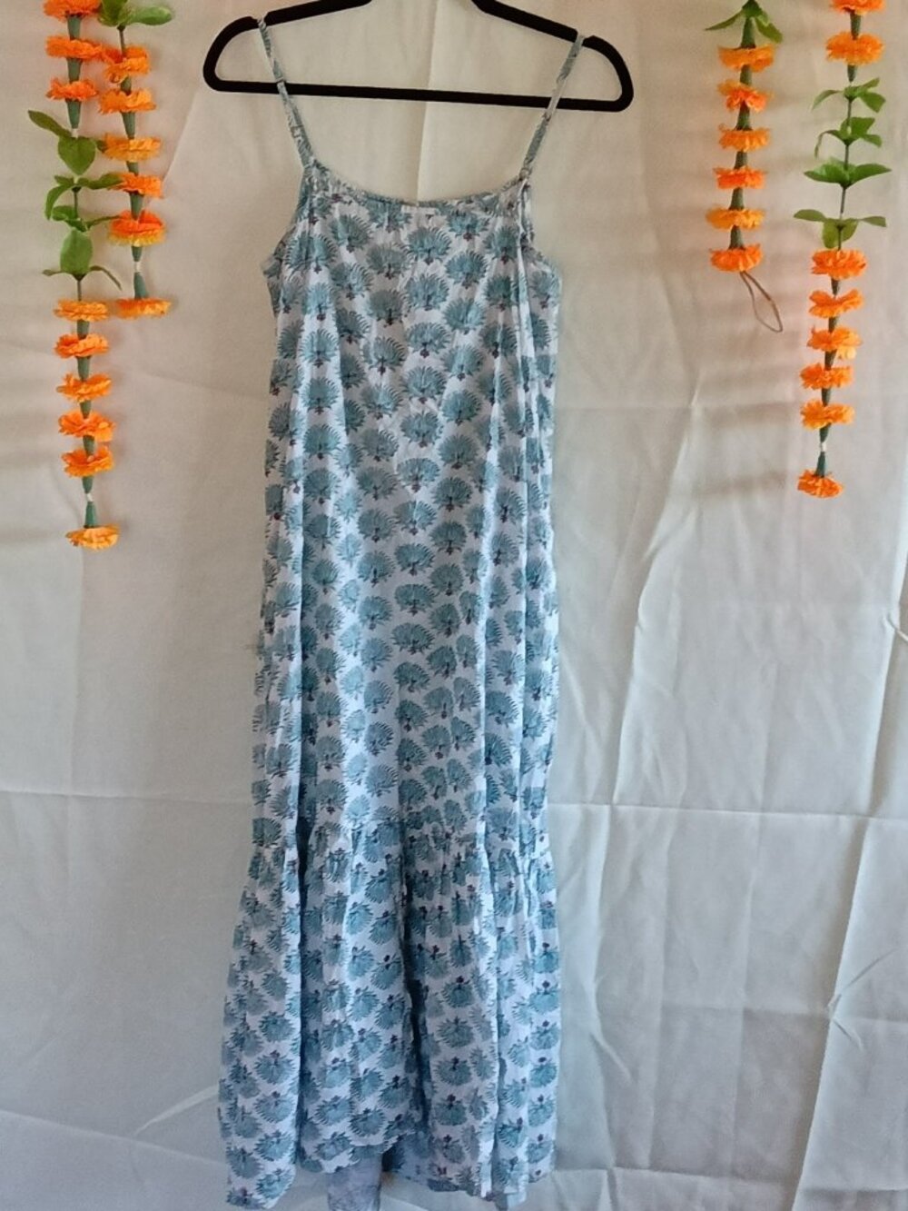 Gorgeous NWT Mud Lotus Handwoven Spaghetti Strap Handblocked Dress - M/L